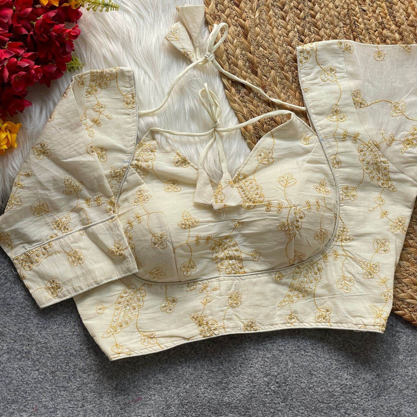 khadi cotton halter neck blouse for bridal wear - rpd fashion