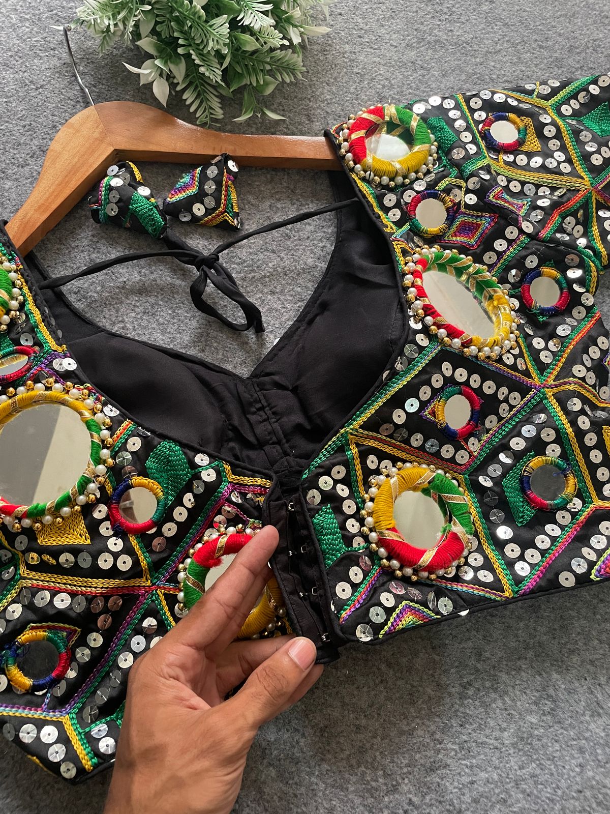 real mirror with multi thread work blouse rpd fashion
