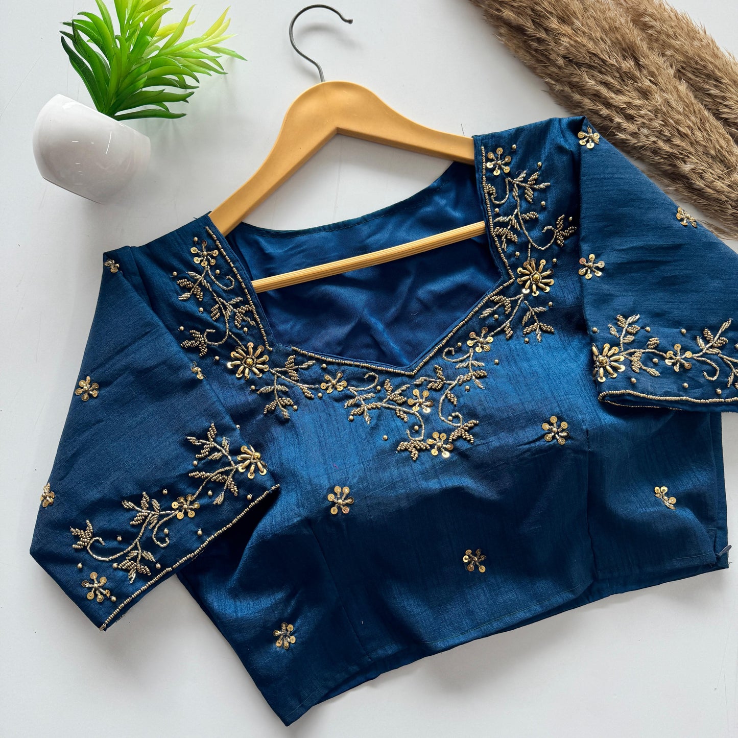 designer handwork blouse with intricate detailing