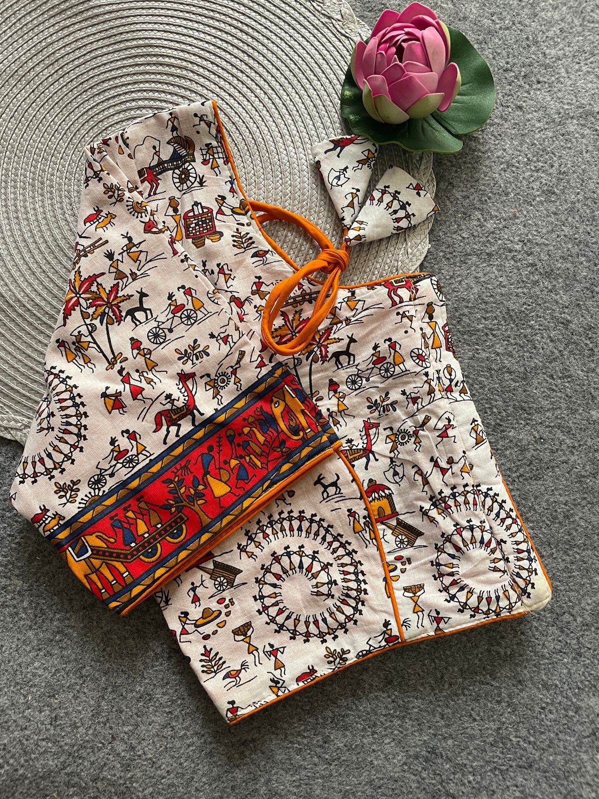 cotton natural dye handblock print boat neck blouse - rpd fashion
