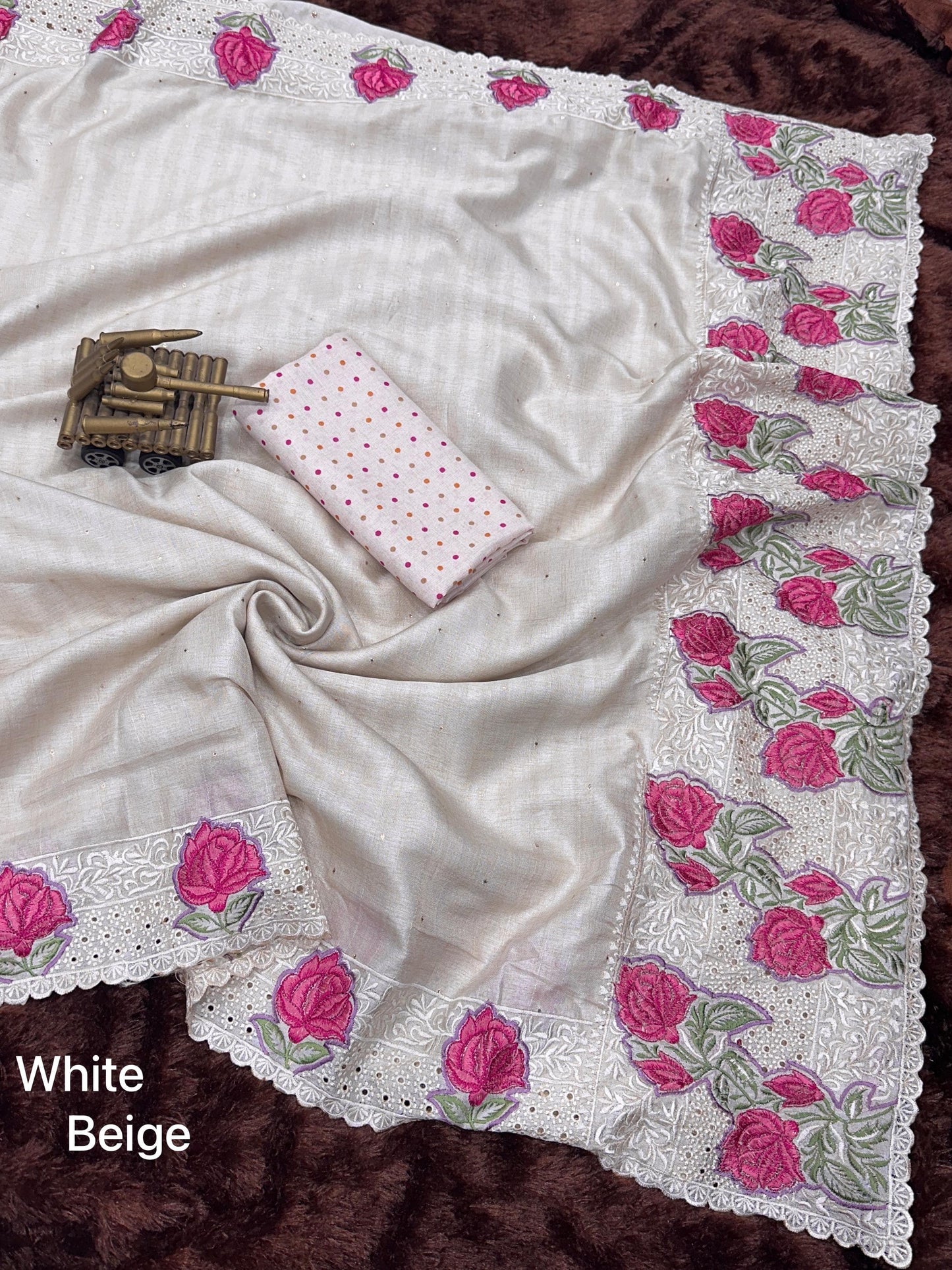 multi thread embroidery work in saree with cutwork & boaring work rpd fashion