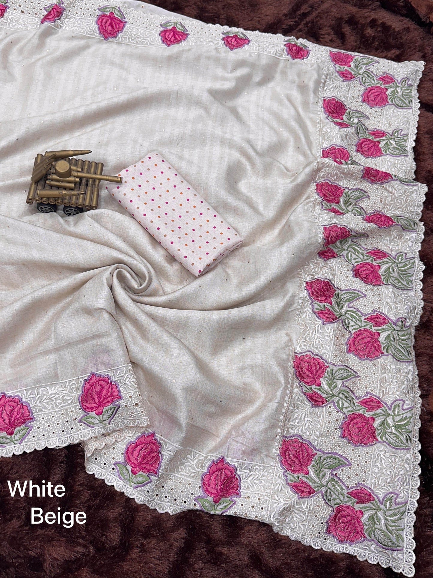 multi thread embroidery work in saree with cutwork & boaring work - rpd fashion
