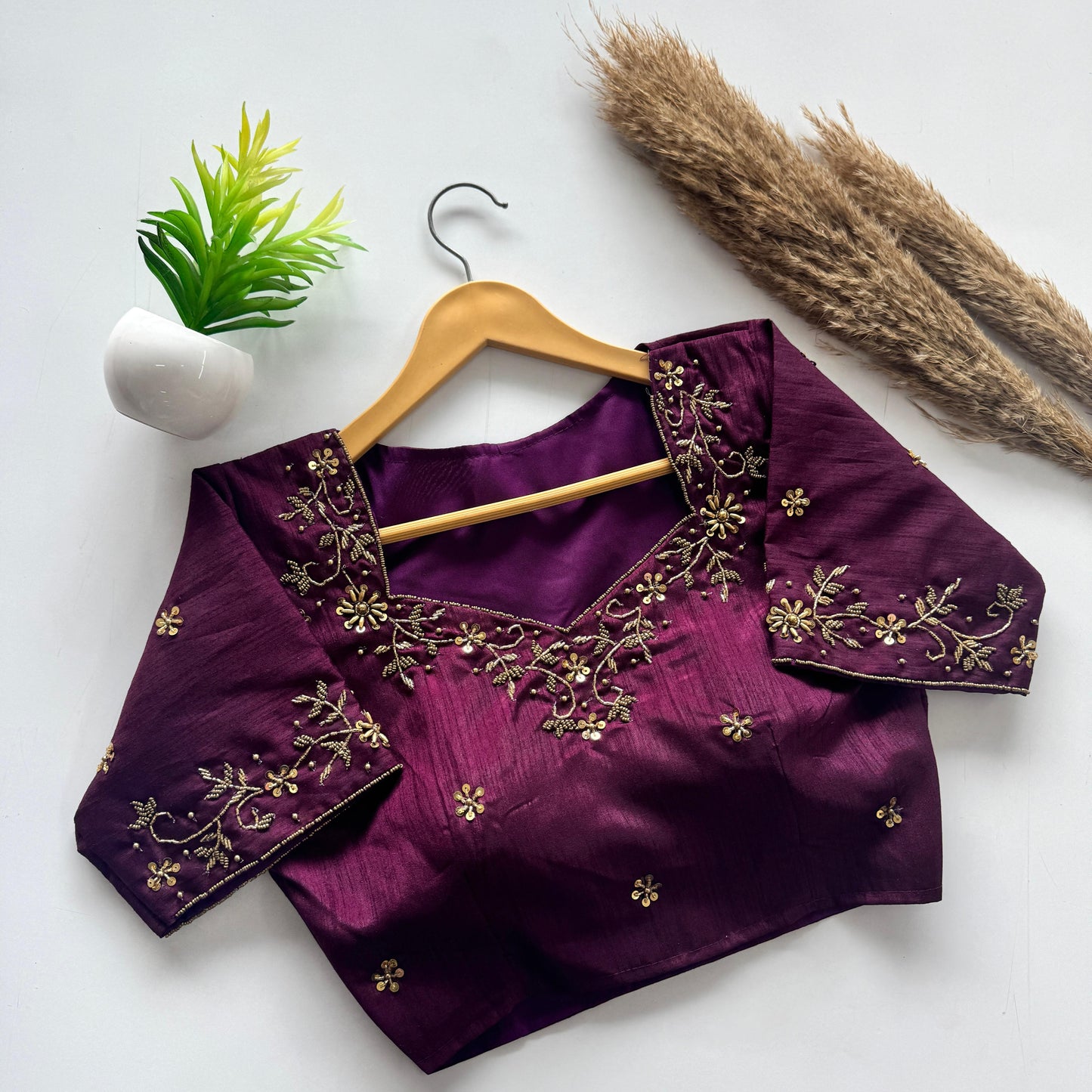 designer handwork blouse with intricate detailing