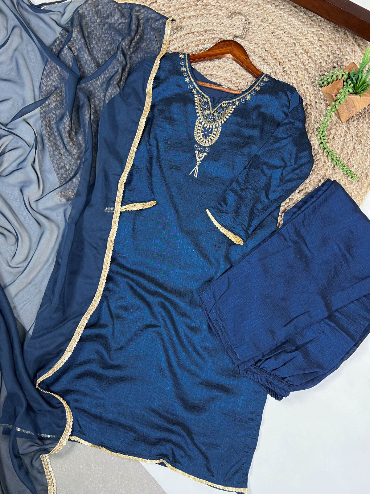 women embroidery straight kurta set - rpd fashion