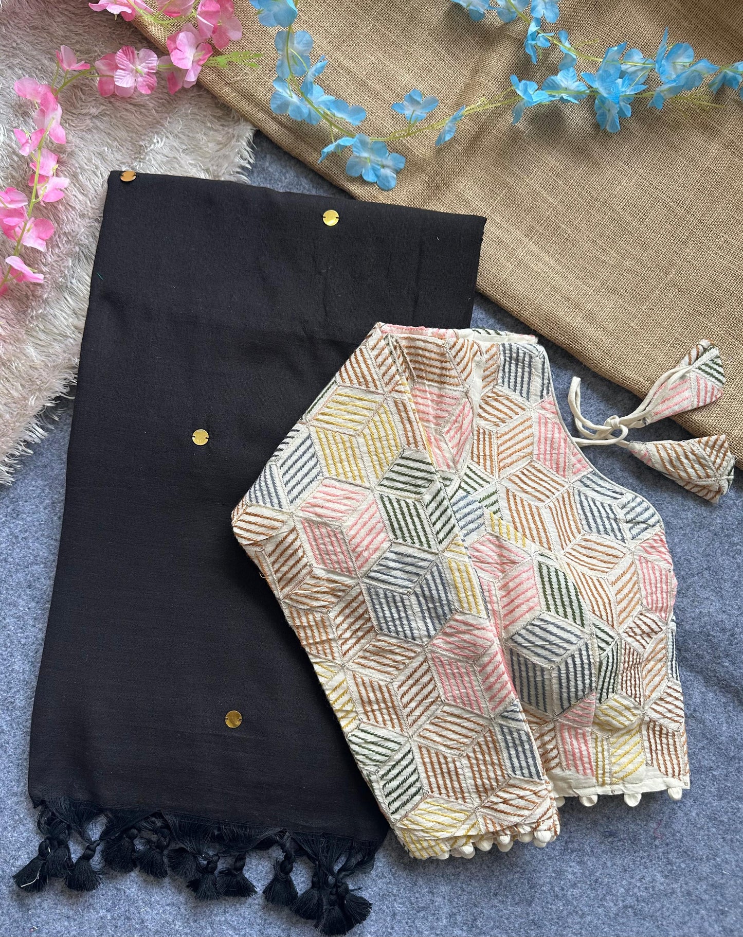 khadi cotton saree with hand stich gini beautiful havy khadi cotton blouse rpd fashion