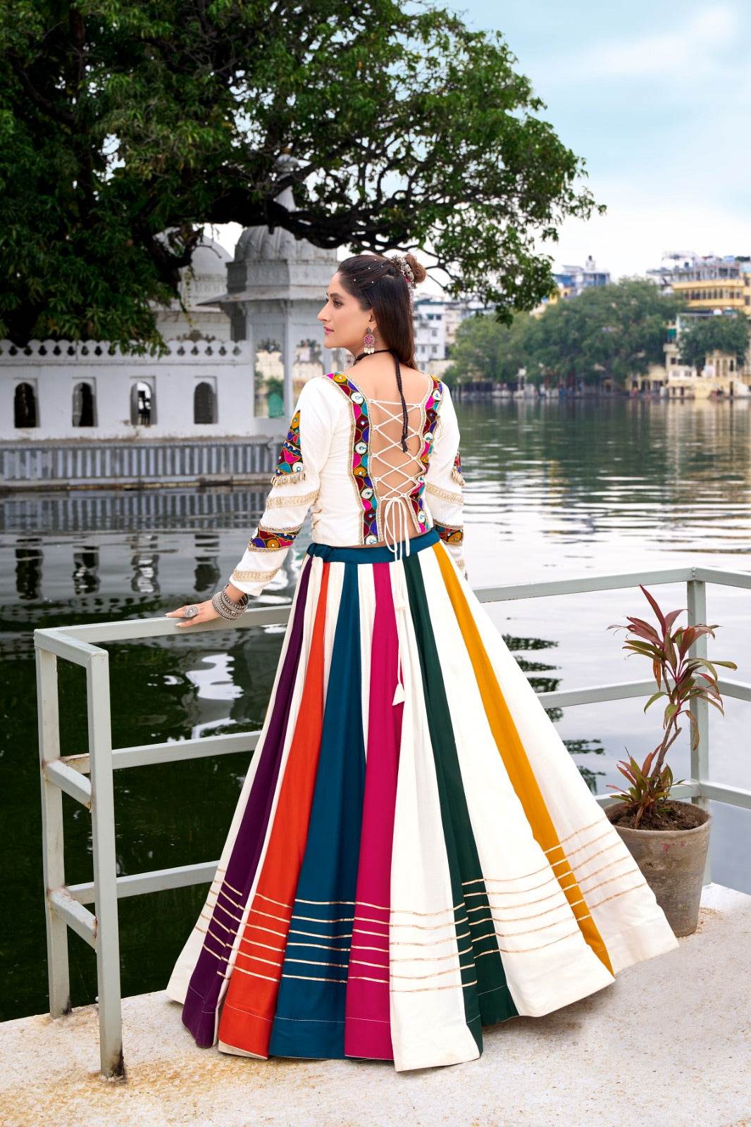 navratri special mirror work for legacy pure rayon lehenga choli - rpd fashion