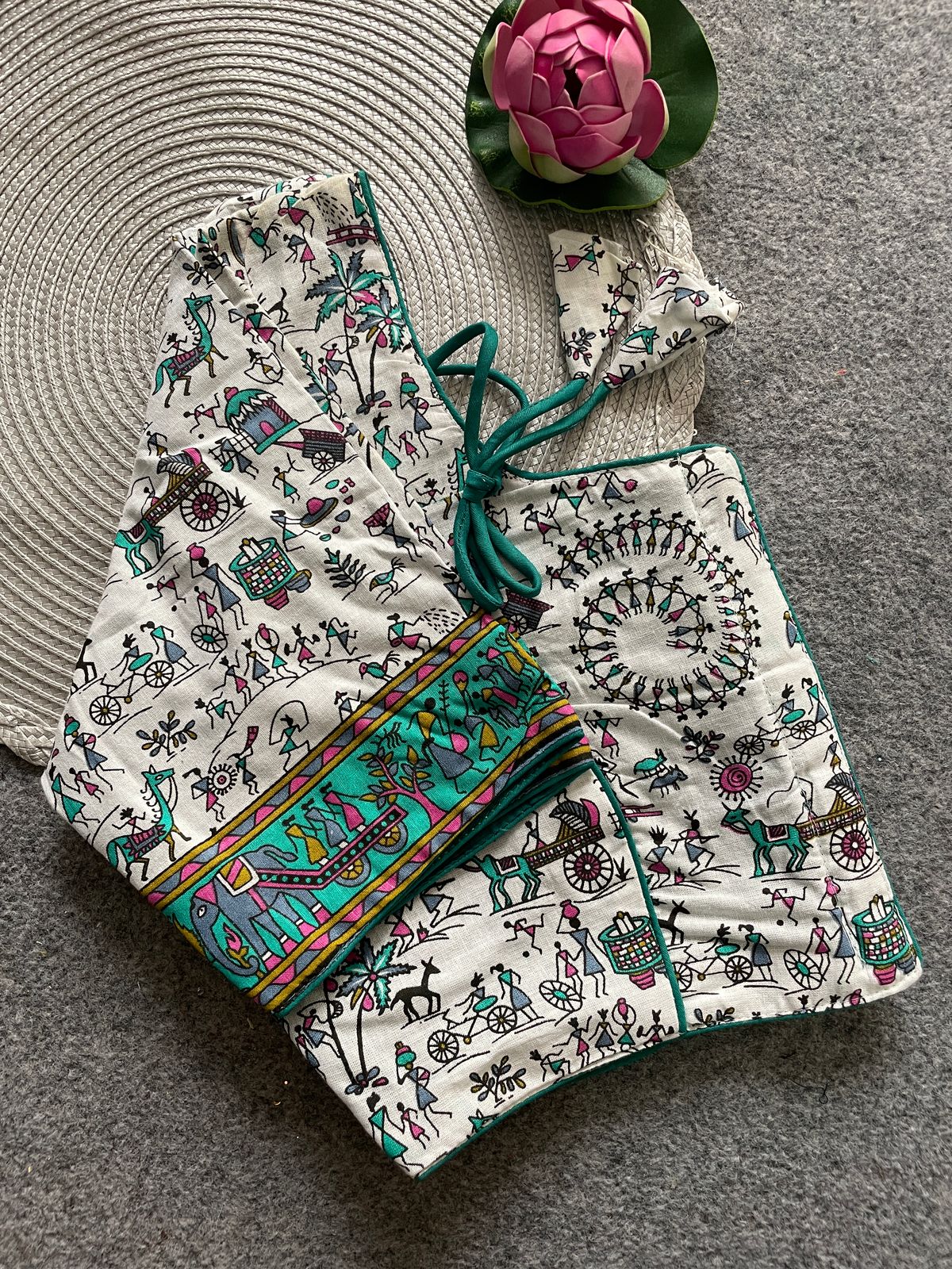 cotton natural dye handblock print boatneck neck blouse