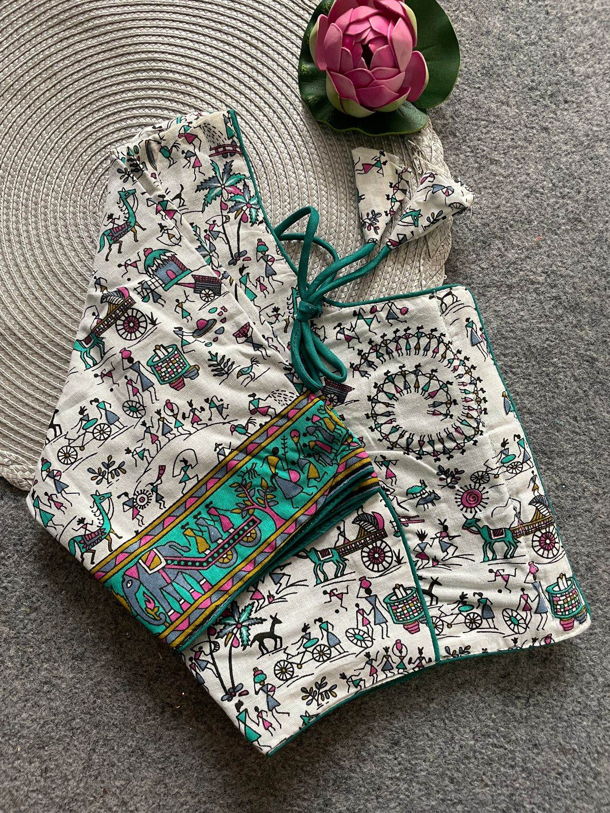 cotton natural dye handblock print boat neck blouse - rpd fashion