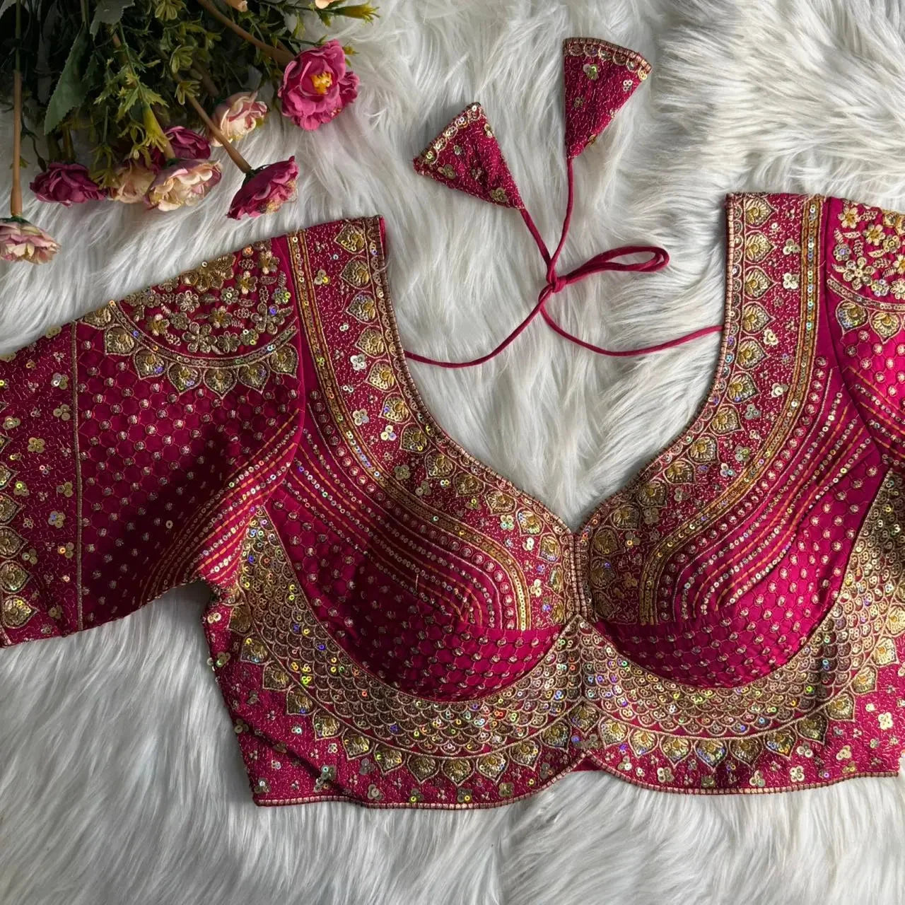 sabyasachi inspired bridal blouse designs with heavy stars & rainbow work - rpd fashion