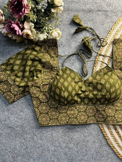Ajrakh cotton halter neck blouse