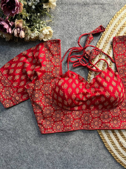 Ajrakh cotton halter neck blouse