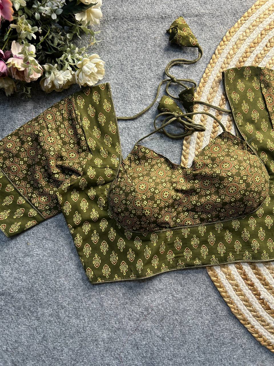 ajrakh cotton halter neck blouse