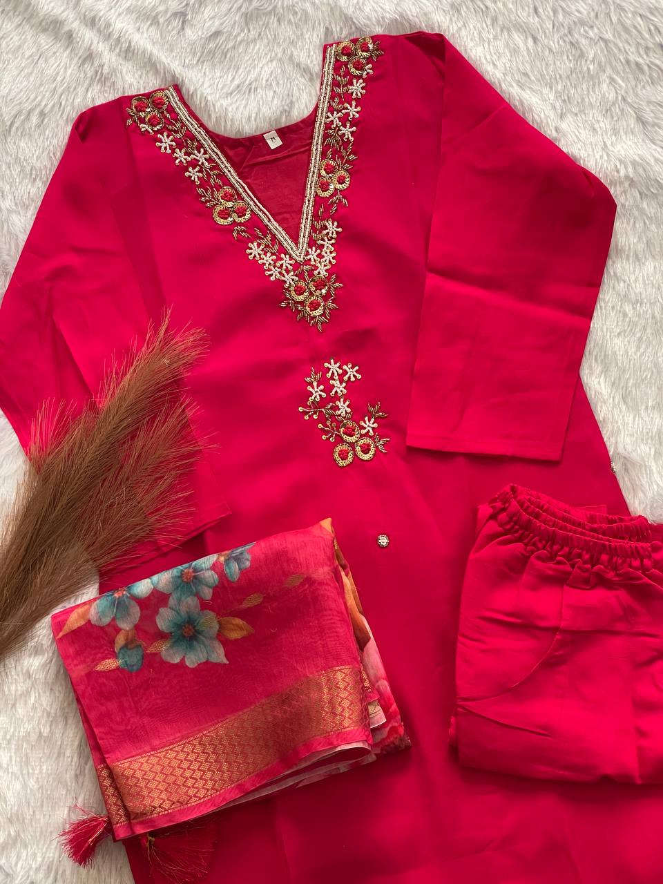 presenting new handwork kurta set collection