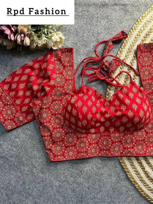 Ajrakh Cotton Halter Neck Blouse - Elegant Ethnic Wear - RPD Fashion