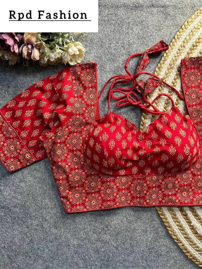 Ajrakh Cotton Halter Neck Blouse - Elegant Ethnic Wear - RPD Fashion