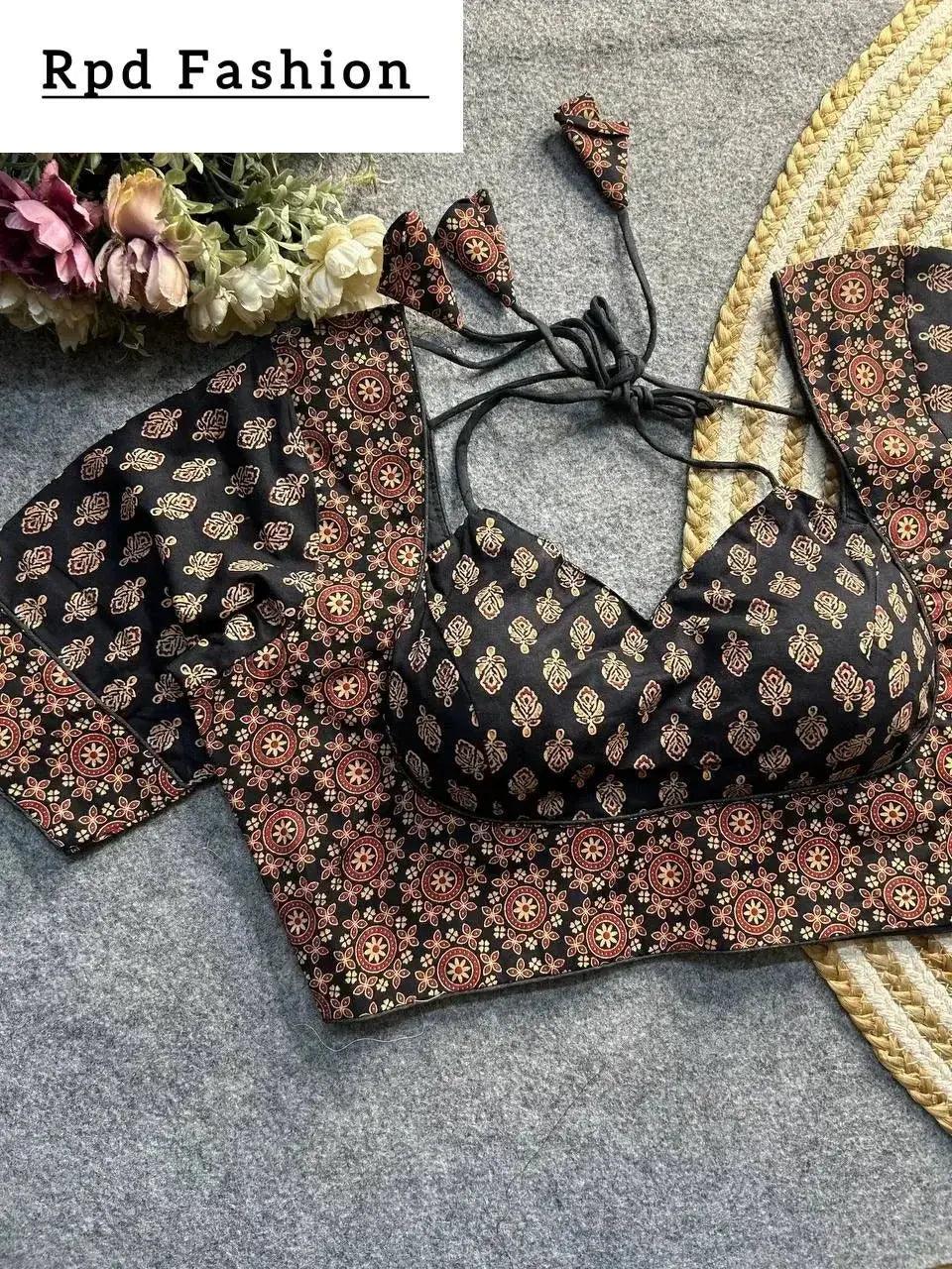 ajrakh cotton halter neck blouse - elegant ethnic wear - rpd fashion