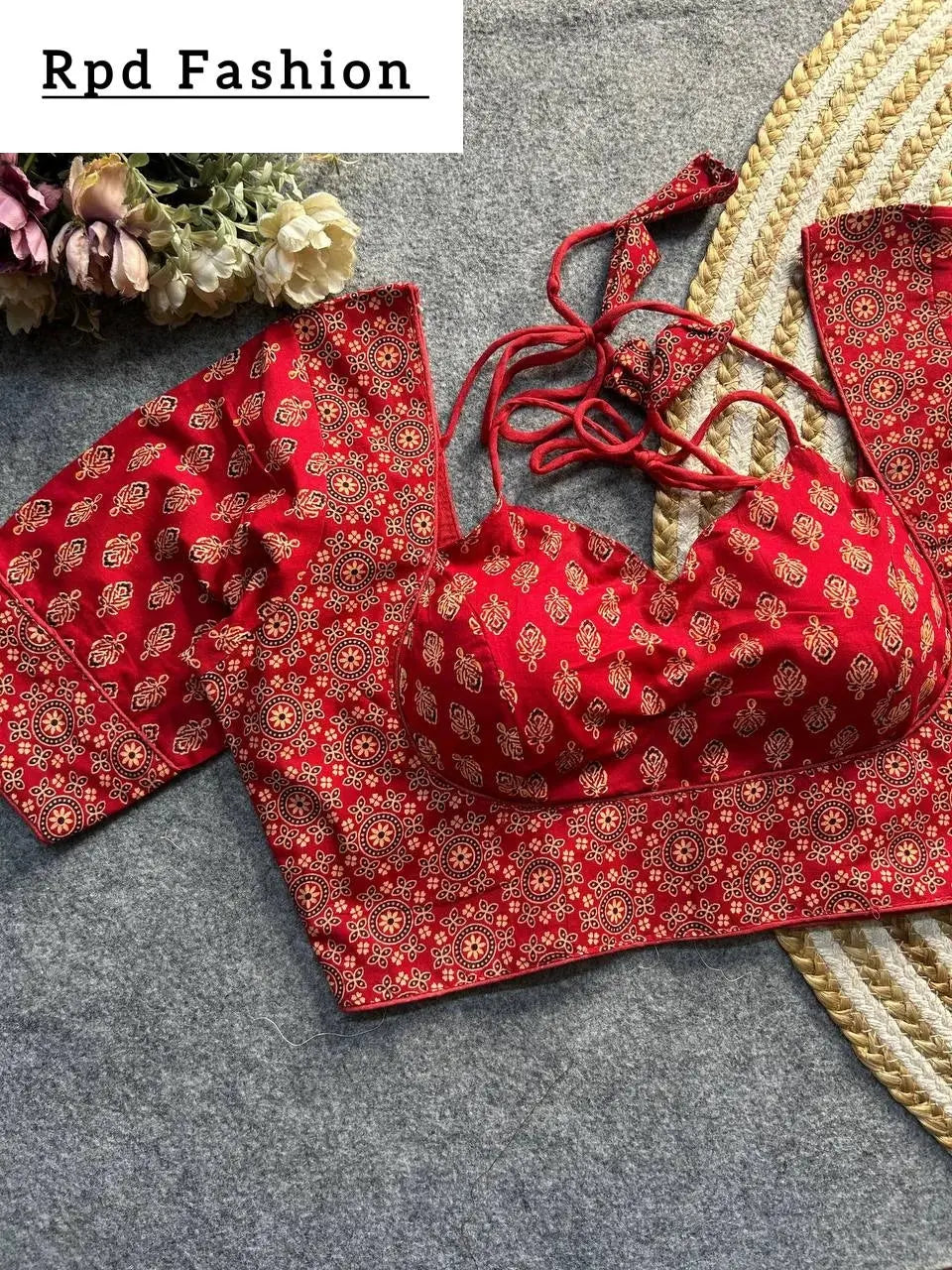 Ajrakh Cotton Halter Neck Blouse - Elegant Ethnic Wear - RPD Fashion