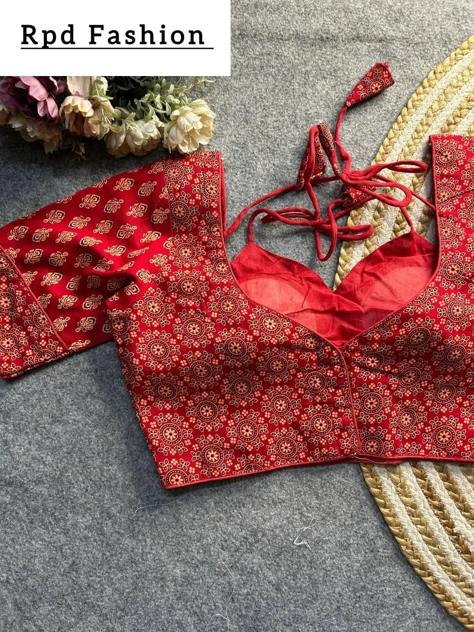 Ajrakh Cotton Halter Neck Blouse - Elegant Ethnic Wear - RPD Fashion