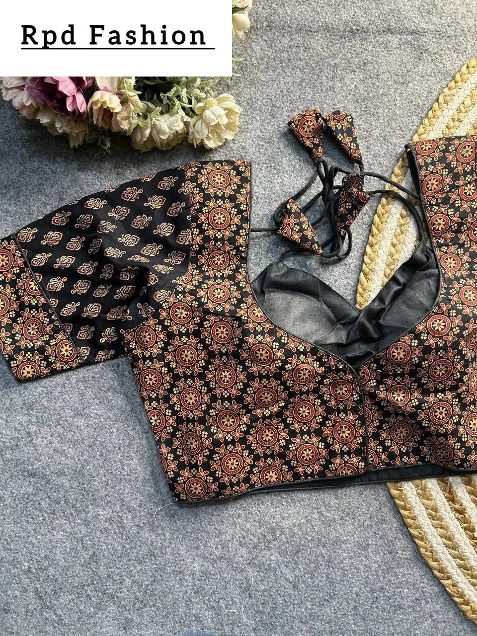 Ajrakh Cotton Halter Neck Blouse - Elegant Ethnic Wear - RPD Fashion