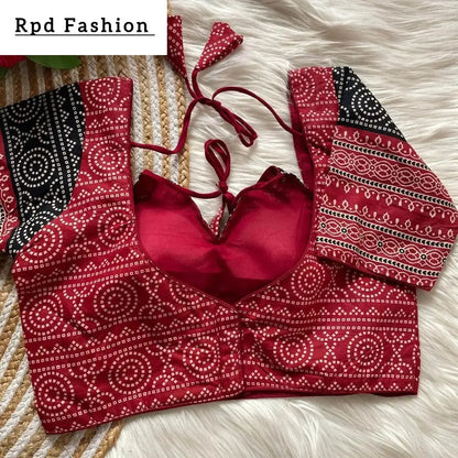 Ajrakh Cotton Halter Neck Blouse - Elegant Partywear - RPD Fashion