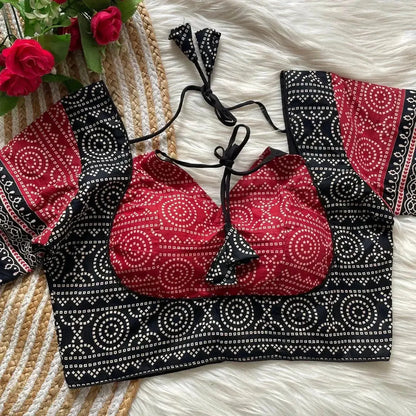 Ajrakh Cotton Halter Neck Blouse - Elegant Partywear - RPD Fashion