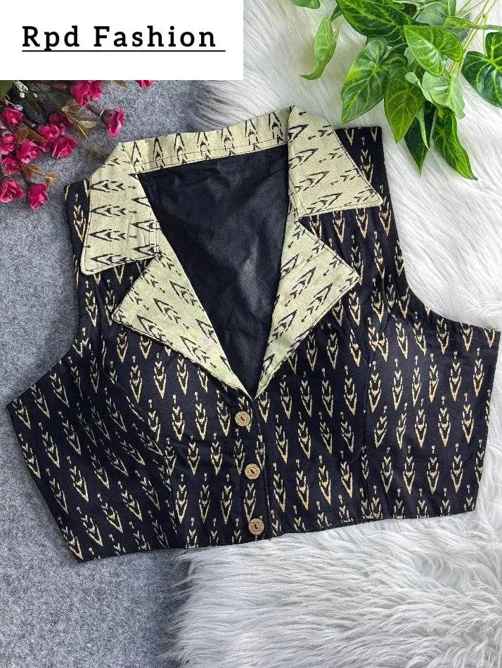 ajrakh printed pure cotton blouse - elegant partywear - rpd fashion