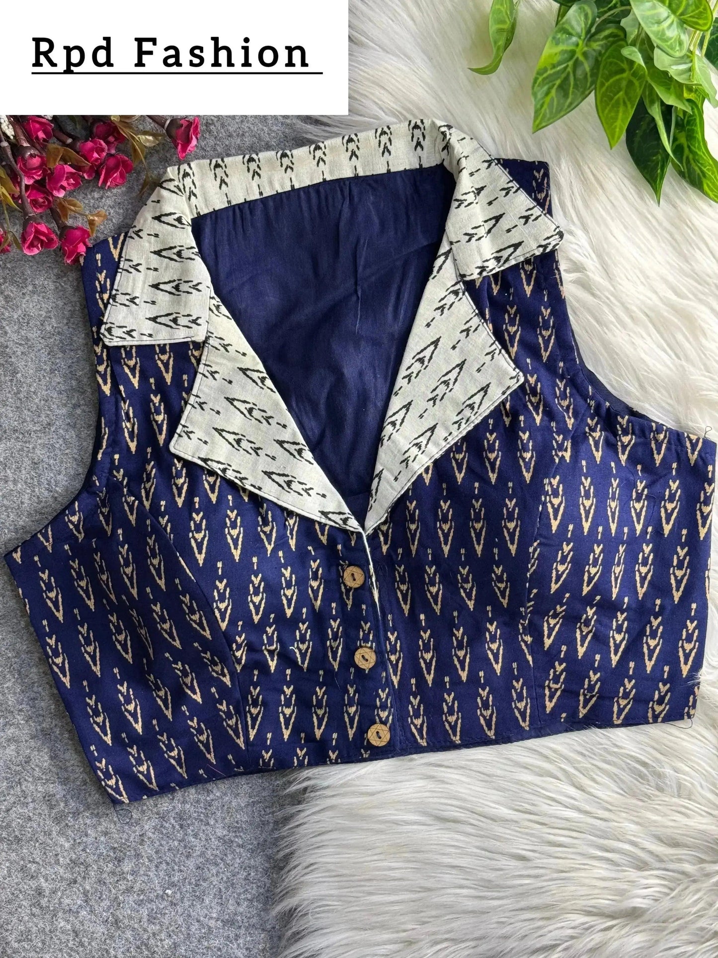 ajrakh printed pure cotton blouse - elegant partywear - rpd fashion