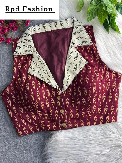 Ajrakh Printed Pure Cotton Blouse - Elegant Partywear - RPD Fashion