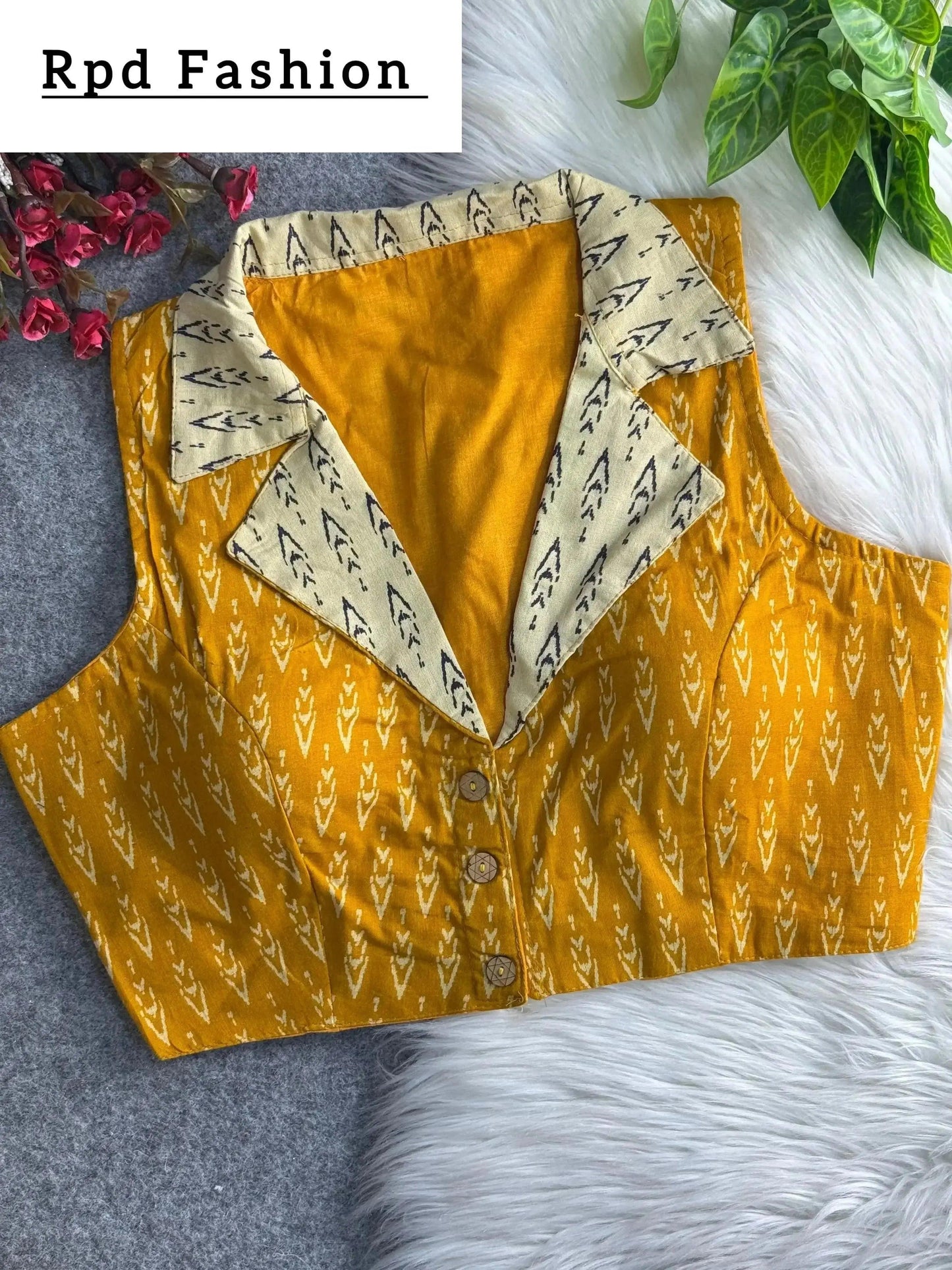 ajrakh printed pure cotton blouse - elegant partywear - rpd fashion