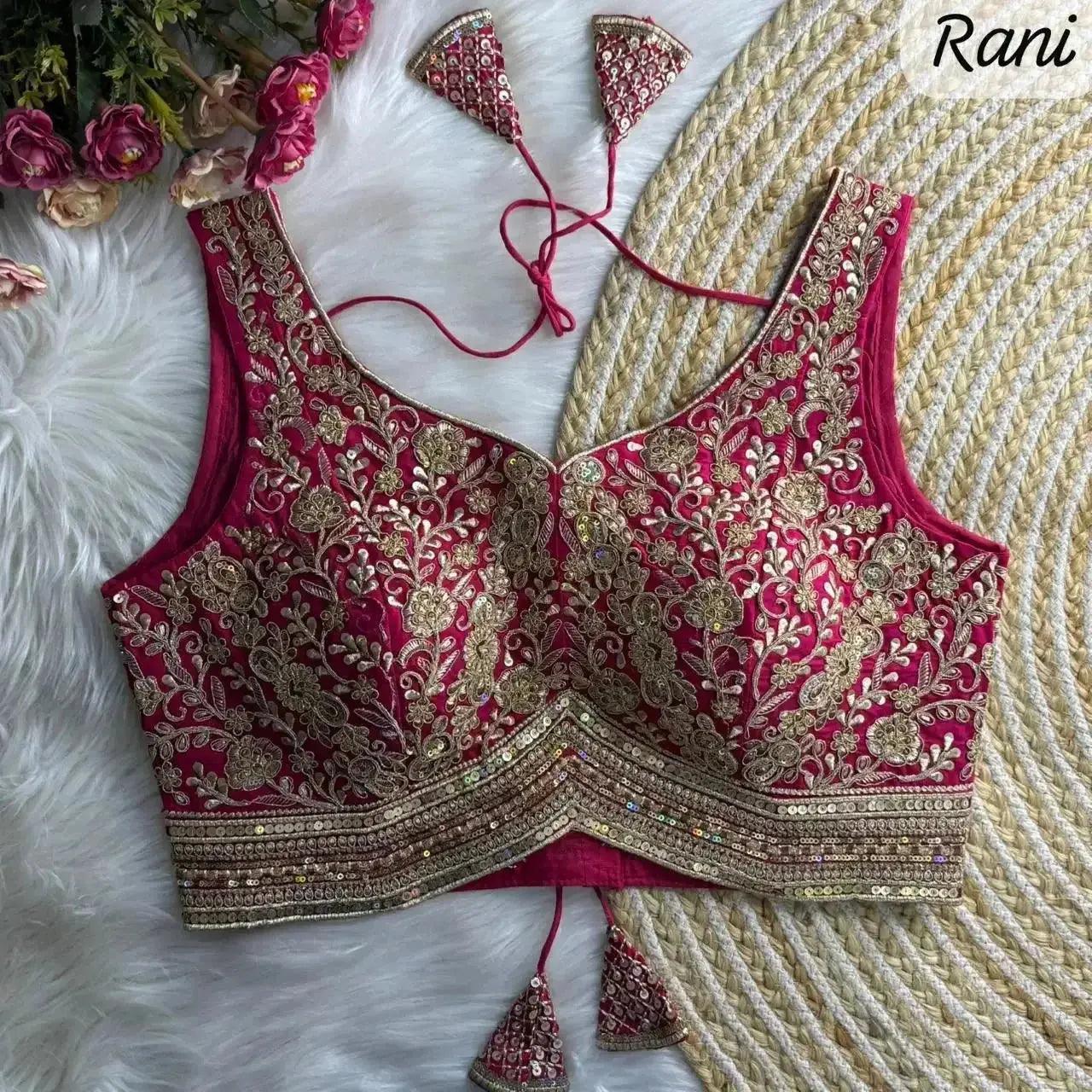 apple cut wedding blouse designs with heavy stras and rainbow work - rpd fashion