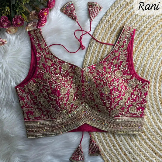 Apple Cut wedding blouse designs with Heavy Stras and Rainbow Work - RPD Fashion