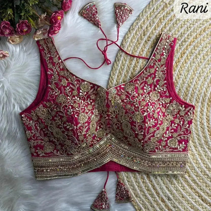 Apple Cut wedding blouse designs with Heavy Stras and Rainbow Work - RPD Fashion