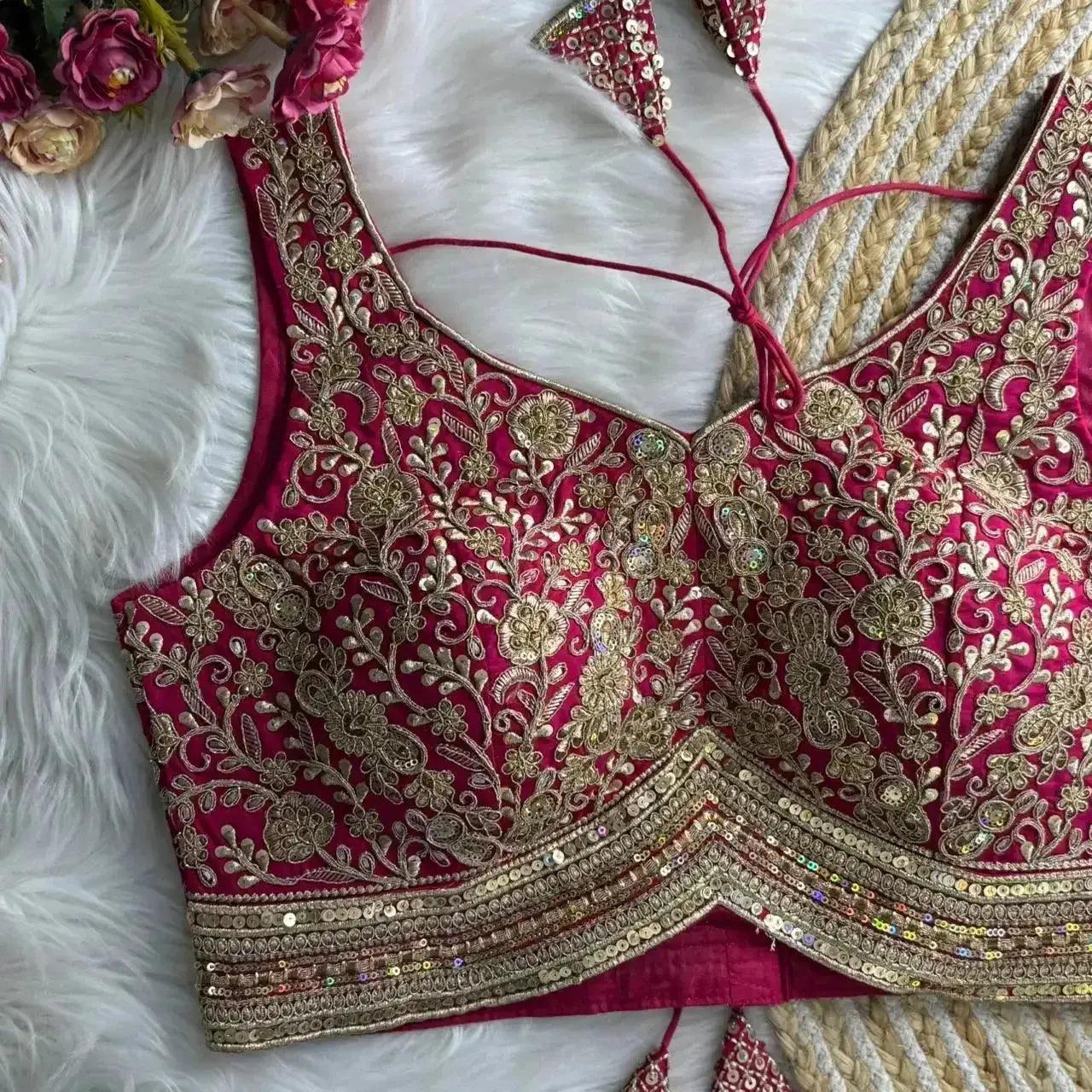 apple cut wedding blouse designs with heavy stras and rainbow work - rpd fashion