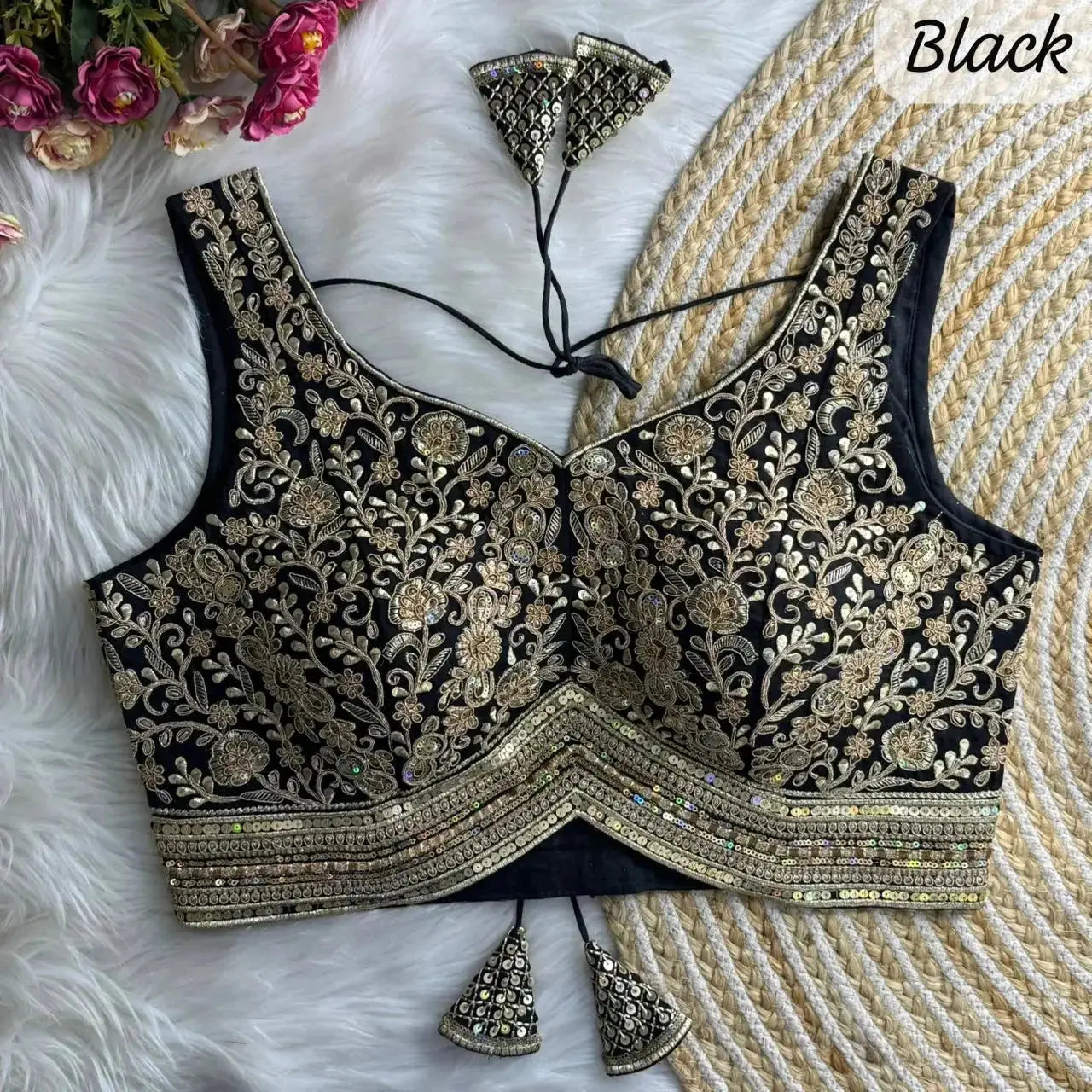 apple cut wedding blouse designs with heavy stras and rainbow work - rpd fashion