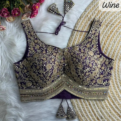 Apple Cut wedding blouse designs with Heavy Stras and Rainbow Work - RPD Fashion