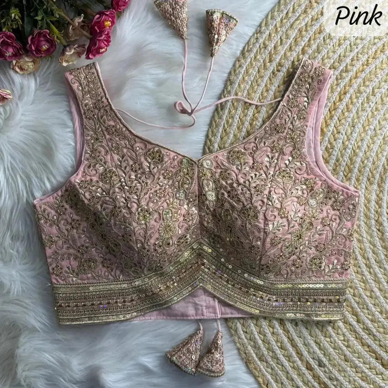apple cut wedding blouse designs with heavy stras and rainbow work - rpd fashion