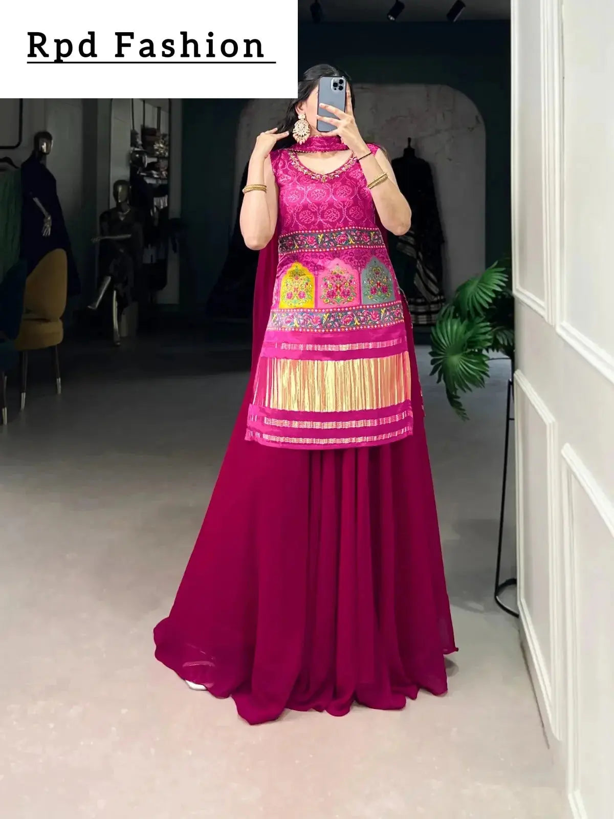 beautiful gajji silk printe kurti plazo - rpd fashion