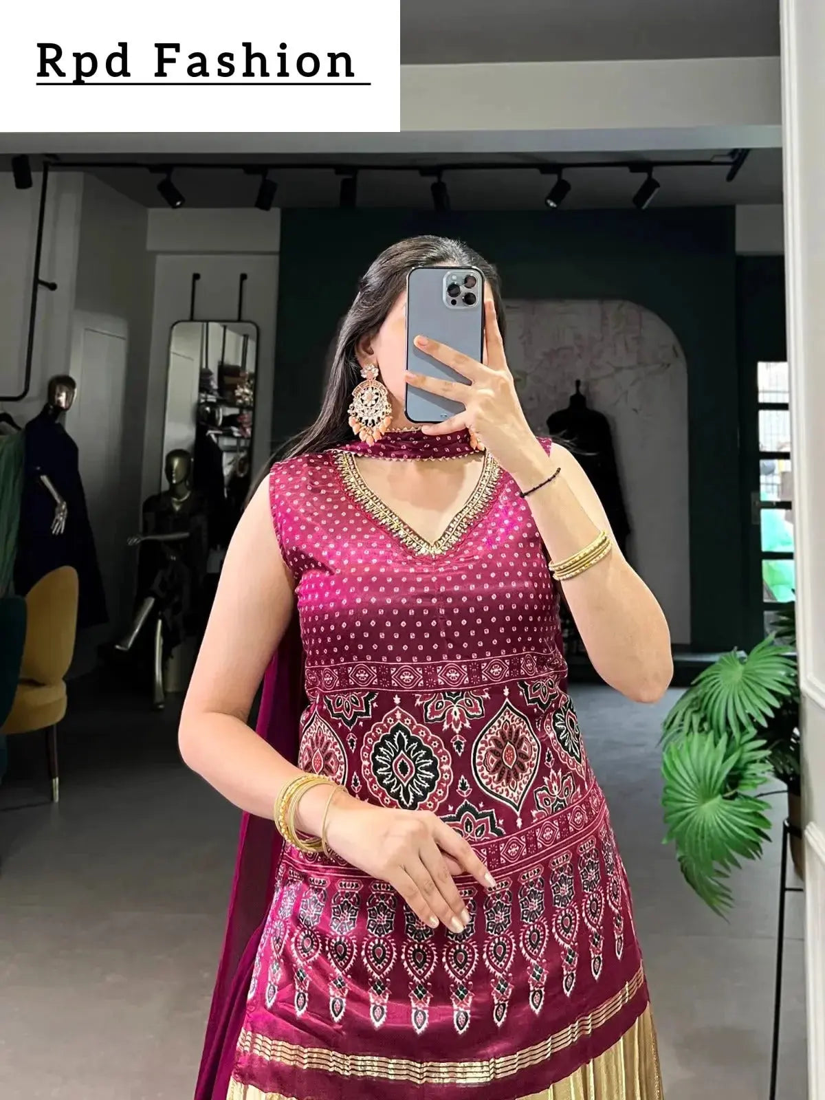 beautiful gajji silk printe kurti plazo - rpd fashion