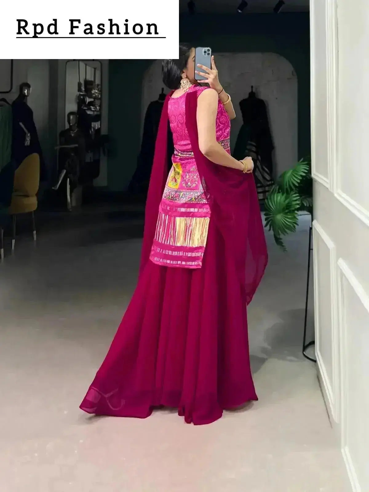 beautiful gajji silk printe kurti plazo - rpd fashion