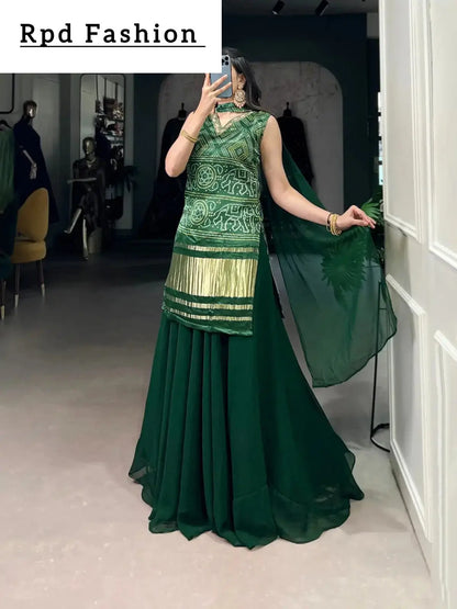 BEAUTIFUL GAJJI SILK PRINTE KURTI PLAZO - RPD Fashion