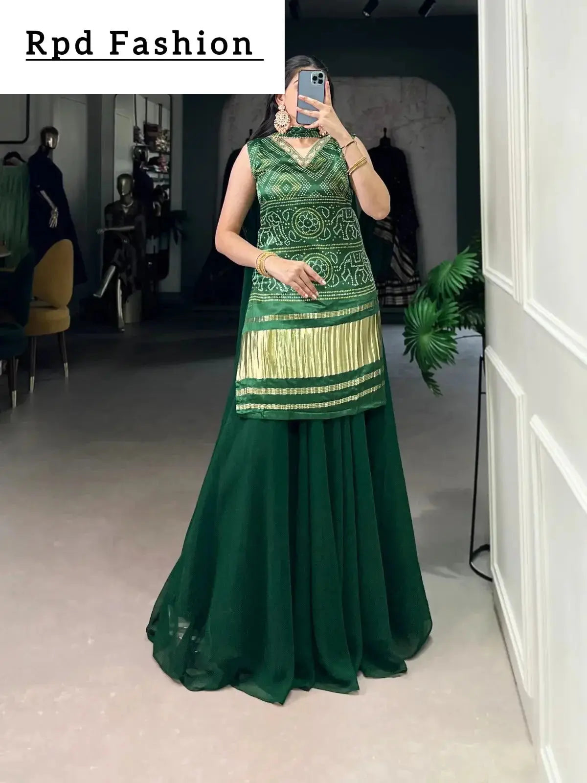 beautiful gajji silk printe kurti plazo - rpd fashion