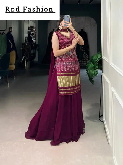 BEAUTIFUL GAJJI SILK PRINTE KURTI PLAZO - RPD Fashion