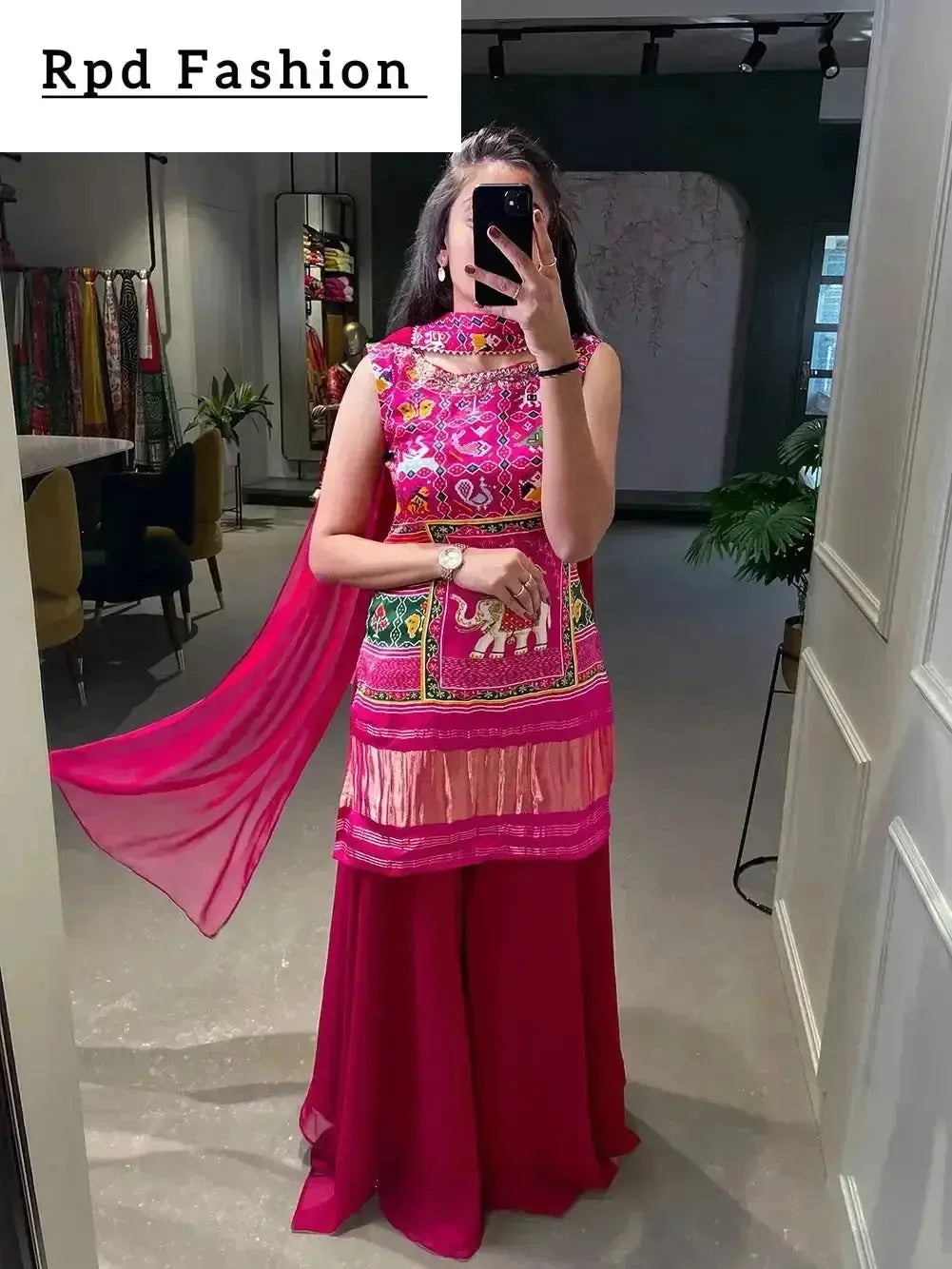 beautiful gajji silk printe kurti plazo - rpd fashion