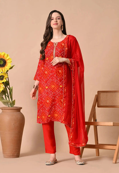 Bandhani Kurti Set for Women | Traditional Printed Kurti Pant with Dupatta - RPD Fashion