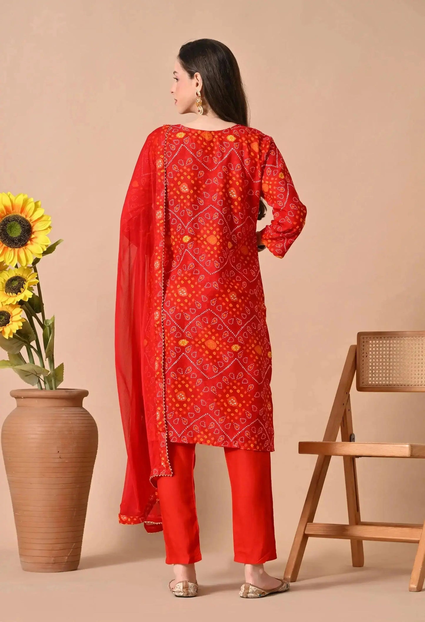 bandhani kurti set for women | traditional printed kurti pant with dupatta - rpd fashion