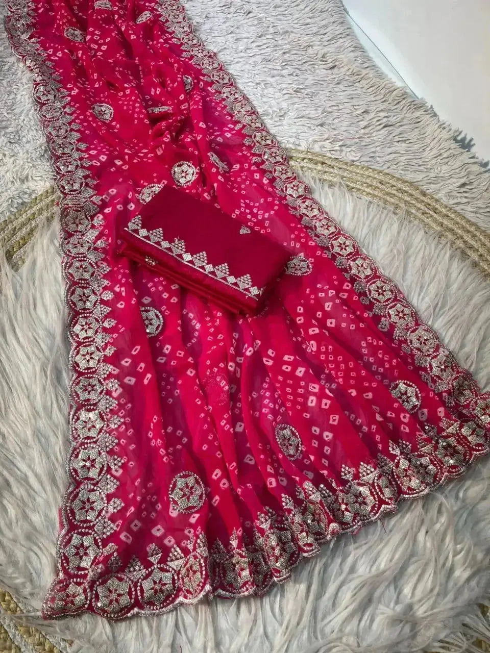 bandhani saree blouse designs - rpd fashion