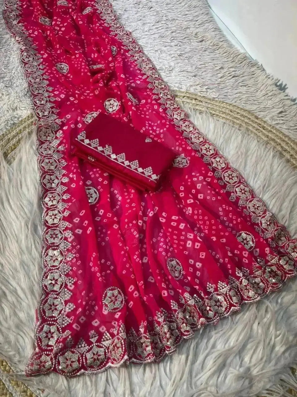 bandhani saree blouse designs - rpd fashion