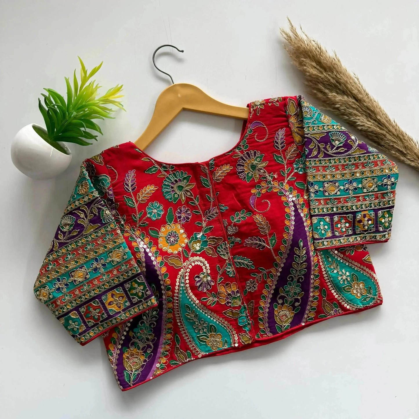 beautiful flower print embroidery blouse - rpd fashion
