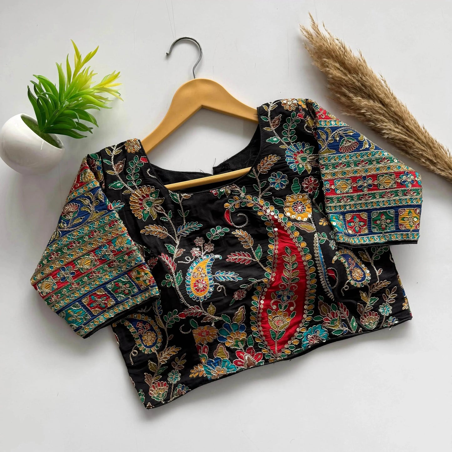 beautiful flower print embroidery blouse - rpd fashion