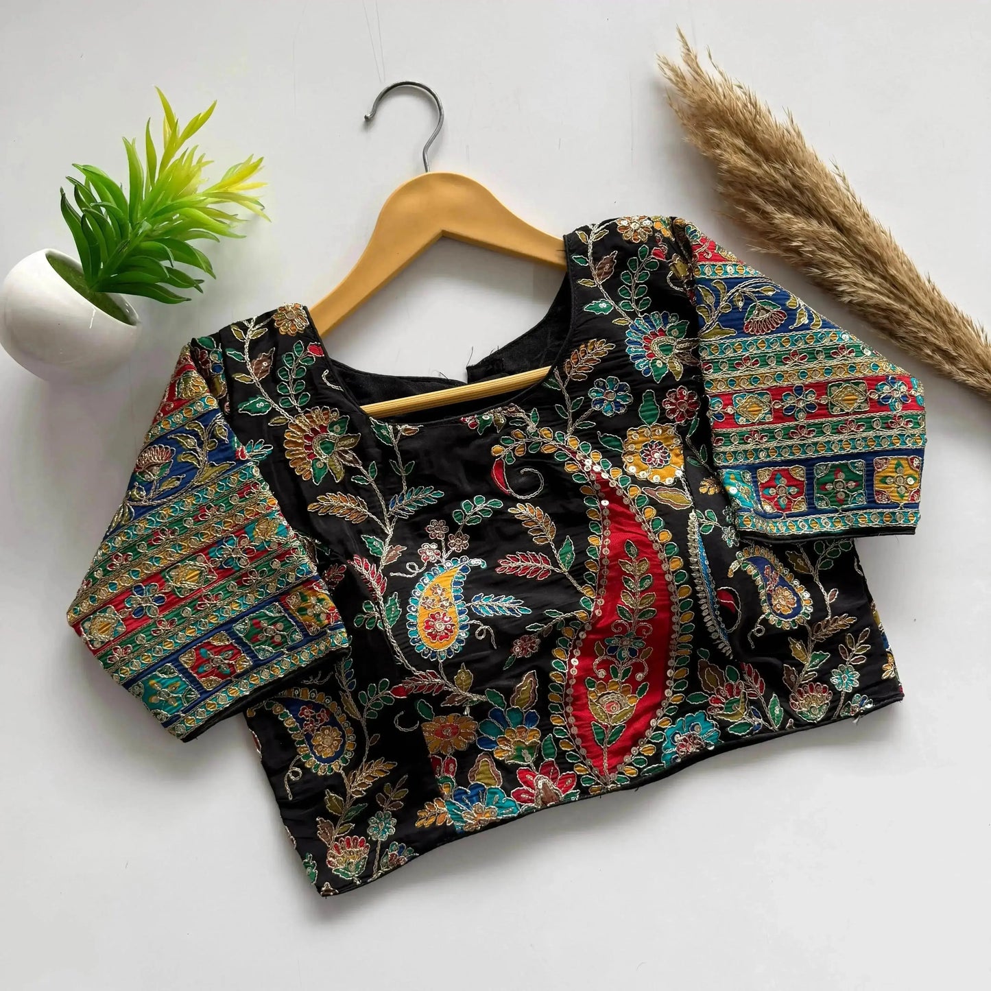 beautiful flower print embroidery blouse - rpd fashion
